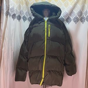 Fabletics 3X Maia Puffer Jacket Coat Army Green